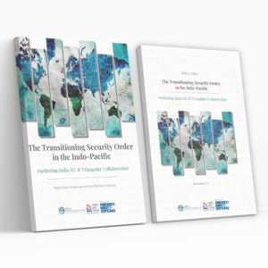 Covers of report and policy brief named "The Transitioning Security Order in the Indo-Pacific"