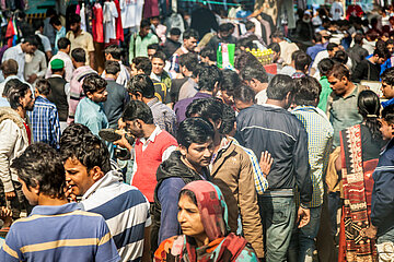 A crowd in Old Delhi