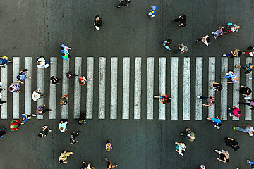 Aerial view of pedestrian crossing