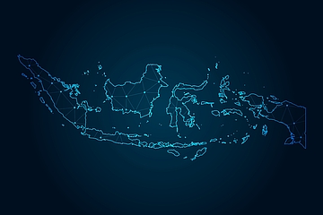Indonesia map with Abstract mash line and point scales on Dark background. 