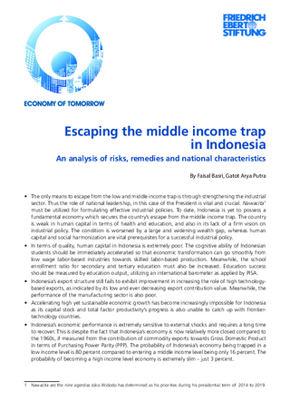 Escaping the middle income trap in Indonesia